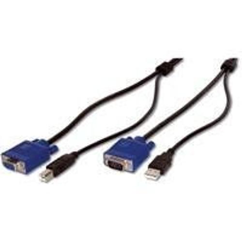 DIGITUS - Câble vidéo / USB - USB, HD-15 (VGA) (M) pour HD-15 (VGA), USB type B - 3 m - noir