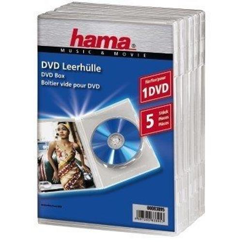 HAMA LOT DE 5 BOÎTIERS VIDES POUR DVD, TRANSPARENTS
