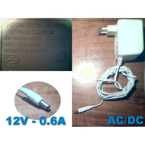 Transformateur 12V - 0.6A (AC/DC) n° 7540 CARESSE
