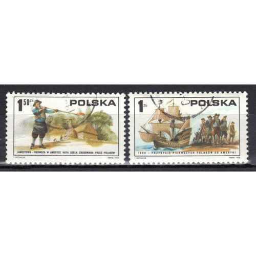 Pologne 1975 : 200è Anniversaire De L'indépendance Des Etats-Unis : Série De 2 Timbres Oblitérés