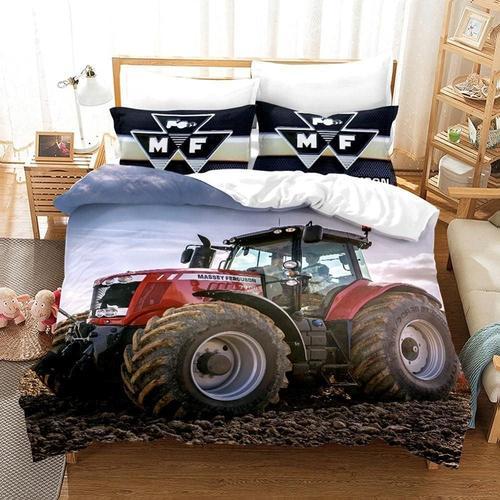 Parure De Lit X Enfant Tracteur Rouge Housse De Couette Personne Avec Taie D'oreiller X Cm - Sets De Housse Couette En Microfibre