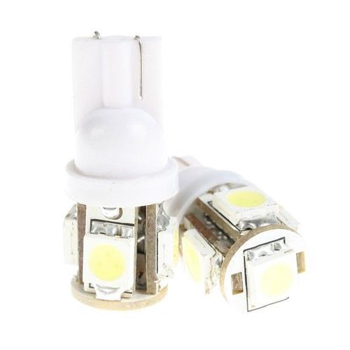 Kit 2 Ampoule Veilleuse 5 Led Smd Highpower 3d Blanc Xénon - Culot W5w Ou T10