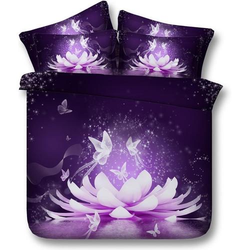 Violet ¿¿L¿¿Gant Fleur R¿ºver Receveur Housse De Couette Avec Taie D'oreiller, Jardin Floral Romantique Femme Parures De Lit Avec Fermeture ¿¿Clair (Fleur Et Papillon, _X__Cm)