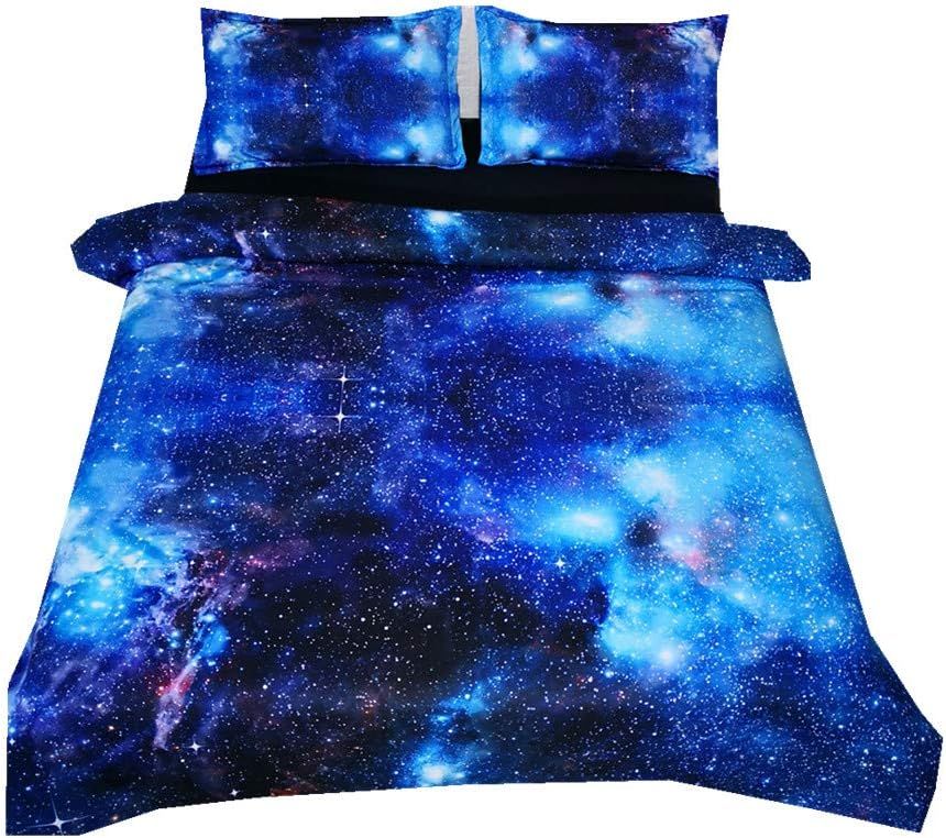 Xcm Personnes Bleu Noir Housse De Couette Avec Taie D'oreiller, Myst¿¿Re Galaxie Femme Homme Bambin Parures De Lit (Bleu Galaxie, _X__Cm)