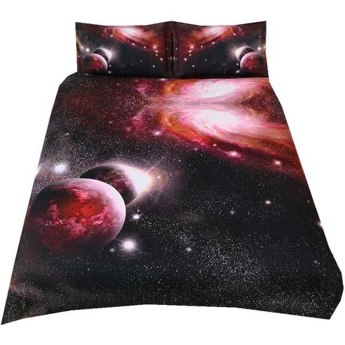 Rouge Noir Housse De Couette Avec Taie D'oreiller, Xcm Myst¿¿Re Galaxie Femme Homme Bambin Parures De Lit (Rouge Galaxie, _X__Cm)