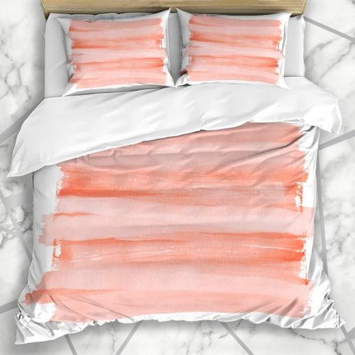 Literie - Housse De Couette Aquarelle De Pinceau Rose Originale Sur Abstrait Pr¿¿S De Toile Rouge Vierge Artiste Contemporain Artistique Microfibre Trois Pi¿¿Ces * Cm