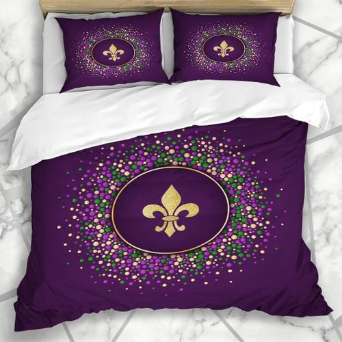 Literie - Housse De Couette Graisse Violet Motif Mardi Gras Vacances Rond Pointill¿¿ C¿¿L¿¿Bration R¿¿Sum¿¿ Lily Confetti Royal Artistique Microfibre Trois Pi¿¿Ces * Cm