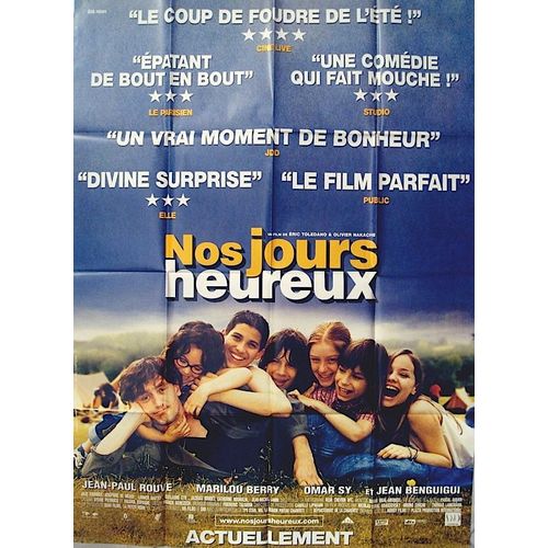 Nos Jours Heureux - Véritable Affiche De Cinéma Pliée - Format 120x160 - De Eric Toledano, Olivier Nakache Avec Jean-Paul Rouve, Marilou Berry, Omar Sy, Joséphine De Meaux, Jacques Boudet - 2006