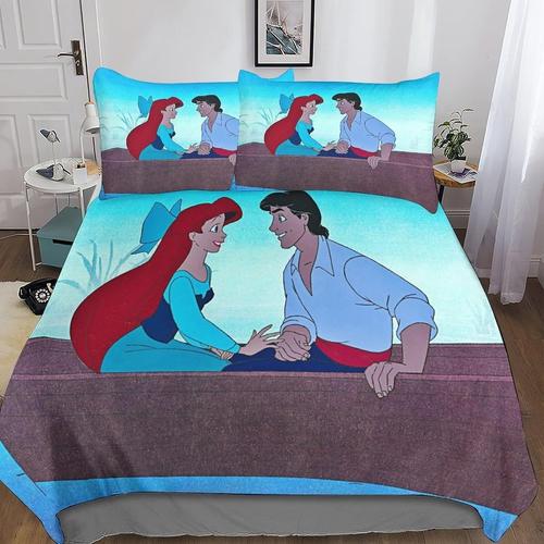 The Little Mermaid D Imprim¿¿ Parure De Lit Et Taies D'oreiller De Literie Anime Microfibre Fermeture ¿¿Clair Ensemble De Literie Housses De Couettes Pour Adultes Et Enfants Double£¿X