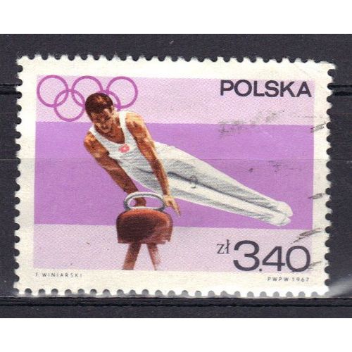 Pologne 1967 : Prélude Aux Jeux Olympiques De Mexico (1968) : Cheval-Arçons - Timbre Oblitéré
