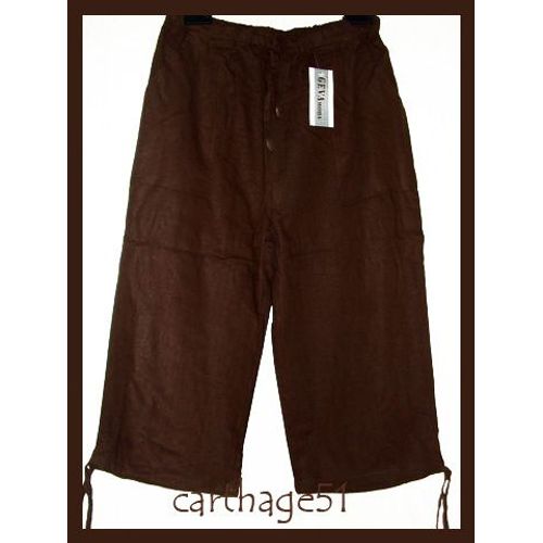 Pantacourt 100% Lin Fabrication Italienne Tailles  M(38) L(40) Xl(42) Xxl(44)  Beige Bleu Noir Blanc Ecru Marron Rouge Gris Taupe Pantalon Sarouel