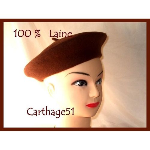 Beret Galette Violet  Noir Marron Camel Et Beige -  100% Laine (Chapeau)