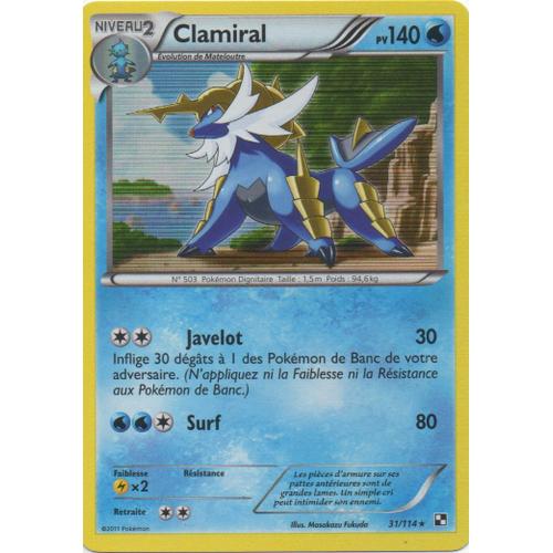 Clamiral  31/114 Pokemon Noir Et Blanc