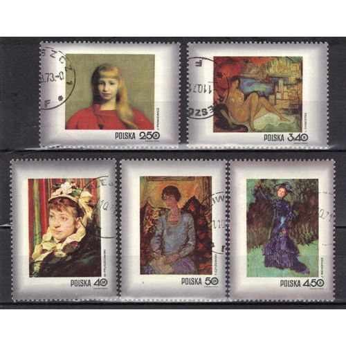 Pologne 1971 : Journée Du Timbre : Tableaux Du Musée National De Cracovie - Série De 5 Timbres Oblitérés