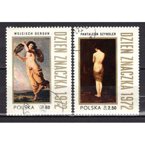 Pologne 1972 : Journée Du Timbre : Tableaux Polonais Divers - Série De 2 Timbres Oblitérés