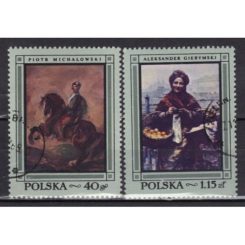 Pologne 1968 : Peintures Polonaises Diverses : Piotr Michalowski / Aleksander Gierymski - Série De 2 Timbres Oblitérés