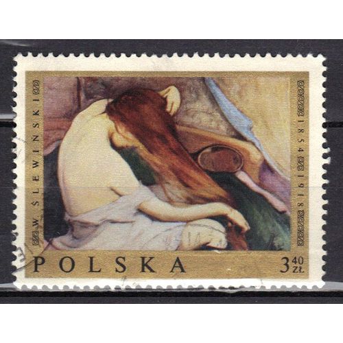 Pologne 1969 : Peintures Polonaises : Femme Se Peignant Par Wladyslaw Stewinski (1854-1918) - Timbre Oblitéré