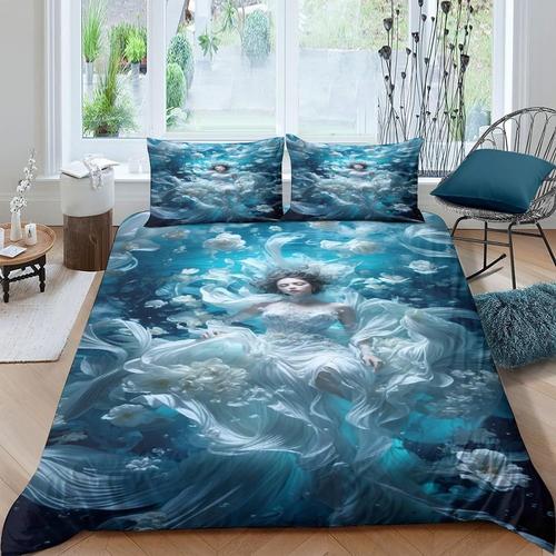 Sleeping Beauty Underwater.Webp Parure De Lit Avec Housse De Couette Imprim¿¿E En D, Housse De Couette Avec Taies D'oreiller En Microfibre Pour Enfants Et Adultes, Pi¿¿Ces Avec Ferm