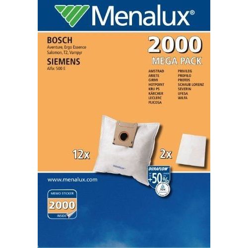 Menalux - 2000 Mp - 12 Sacs Aspirateur Avec 2 Micro Filtres