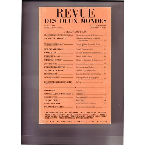 Revue Des Deux Mondes N Juillet - Aout 1989