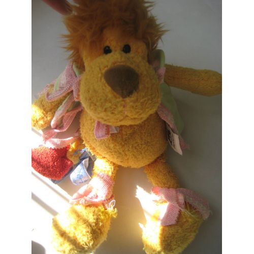Doudou Peluche Lion Coeur Tunique Vert Rose Jellycat