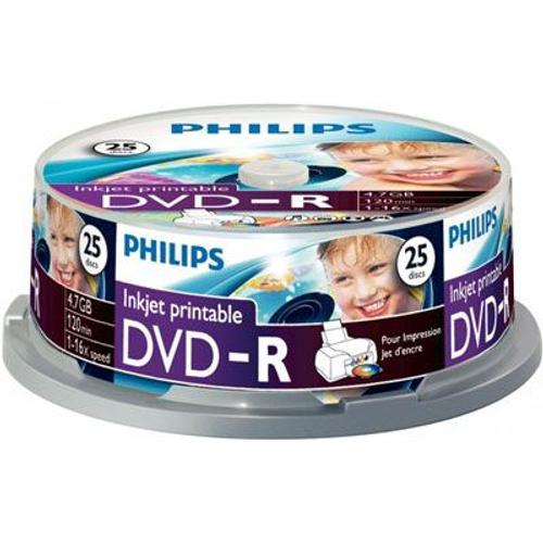 Philips DM4I6B25F - 25 x DVD-R - 4.7 Go (120 minutes) 16x - surface imprimable par jet d'encre - spindle