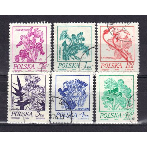 Pologne 1974 : Fleurs - Série Entière De 6 Timbres Oblitérés