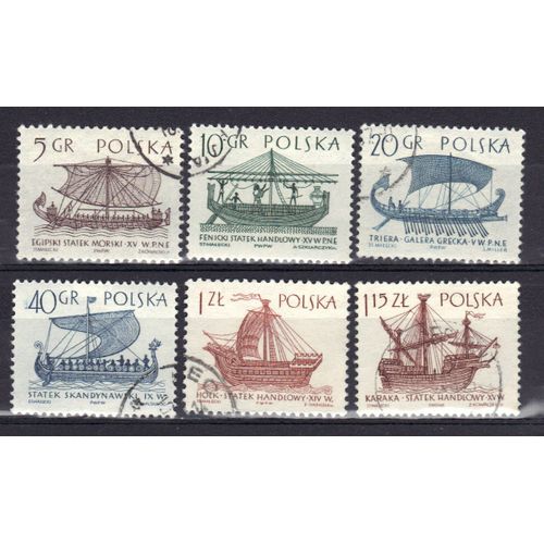 Pologne 1965 : Navigation À Voile - Série De 6 Timbres Oblitérés