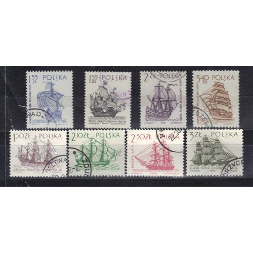 Pologne 1963 : Navigation À Voile - Série De 8 Timbres Oblitérés