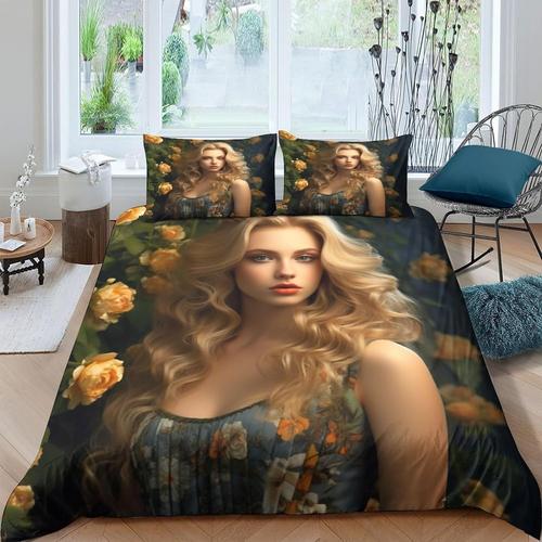 Beauty 3d Parure De Lit Avec Housse De Couette Imprim¿¿E Pretty Beauties Abstract Mad Fantasy, Paysage Thing, Ensemble De Literie D¿¿Coratif Adc Avec Taies D'oreiller, King Size,