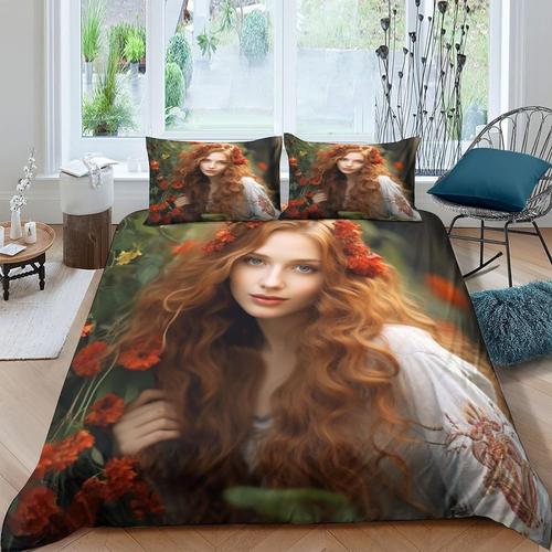 Beauty 3d Parure De Lit Avec Housse De Couette Imprim¿¿E Pretty Beauties Abstract Mad Fantasy, Paysage Thing, Ensemble De Literie D¿¿Coratif Adc Avec Taies D'oreiller, King Size,