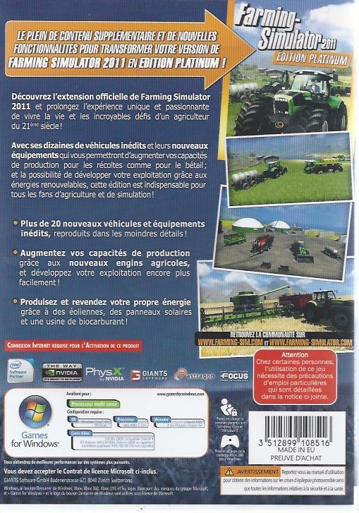 Extension Officielle du JEU FARMING SIMULATOR 2011 par FOCUS