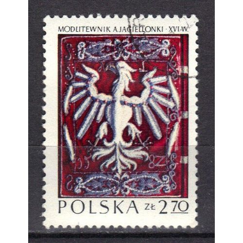 Pologne 1973 : Emblème De Pologne Sur La Reliure Du Livre De Prières De La Reine A.Jagellon (1582) - Timbre Oblitéré