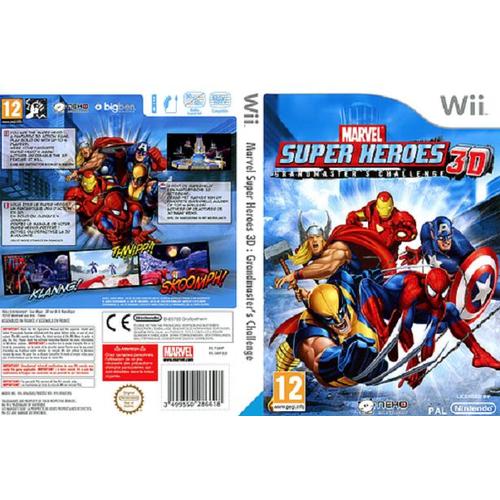 Marvel Super Heroes 3d Grandmaster's Jeu Wii + Masques De Super Héros Lunettes 3d