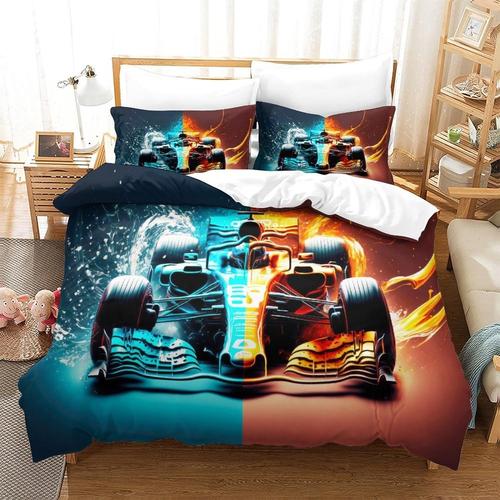 F Program Racing Aurace Housse De Couette 3d Imprim¿¿Cycle Race Aurace Parure De Lit Housse De Couette En Microfibre Avec Taies D'oreiller Adc Pi¿¿Ces Pour Enfants Et Adultes