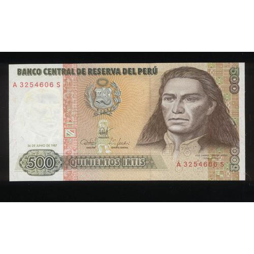 Billet De Banque Nota Banknote Bill 500 Quinientos Intis Perou Peru 26/06/1987