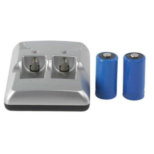 HQ - Chargeur de batteries + adaptateur secteur + adaptateur d'alimentation de voiture 2 x CR123A - Li-Ion - 600 mAh - 6 Watt - 900 mA - argent