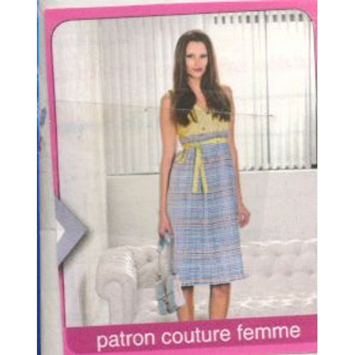 Patron Couture Modes Et Travaux N° 359877, Robe Décolleté En V En Popeline De Coton Et Doublure, Tailles 36, 38, 40, 42, 44, 46, 48, Taille De La Robe : N1,06 Rn Taille 42