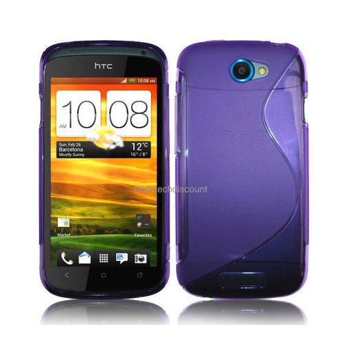Housse Etui Coque Silicone Gel Mauve Pour Htc One S + Film Écran