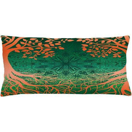 Housse De Coussin Ethnique, Motif Mandala, Univers Culturel Entouré De Branches, Taie D'oreiller Rectangulaire Décorative, , X , Cm, Vert Écarlate