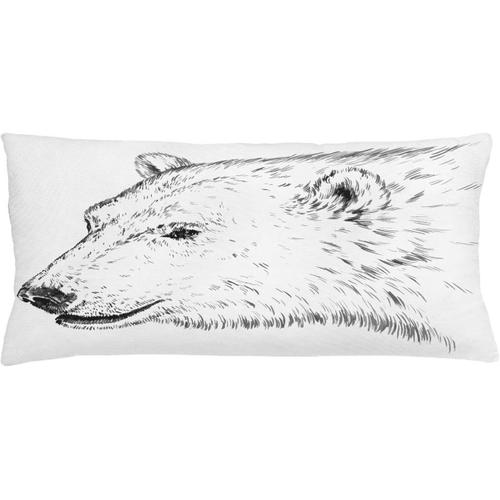 Housse De Coussin En Forme D'animal, Profil D'ours Polaire Gravé À L'encre, Dessin De La Faune À Fourrure De Grizzly Dans Le Zoo Du Nord, Taie D'oreiller Rectangulaire Décorative,