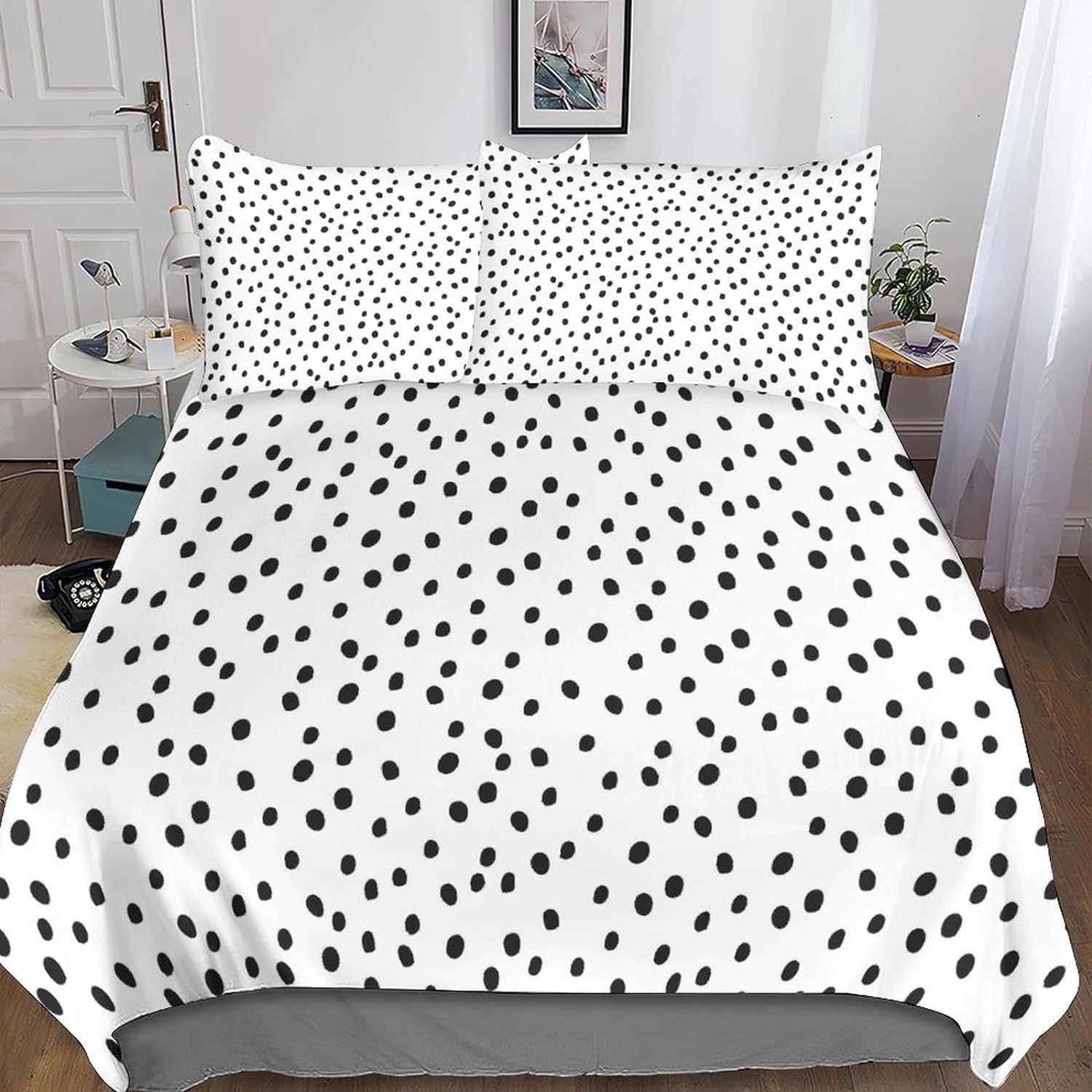 Polka Dot D Imprimé Housse De Couette De Literie Avec Taies D'oreiller, Microfibre Ensemble De Literie Coloured Pour Adultes Et Enfants De Fermeture Éclair Double?Xcm?