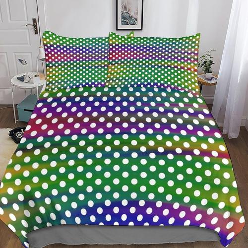 Polka Dot D Imprimé Housse De Couette De Literie Avec Taies D'oreiller, Microfibre Ensemble De Literie Coloured Pour Adultes Et Enfants De Fermeture Éclair King?Xcm?