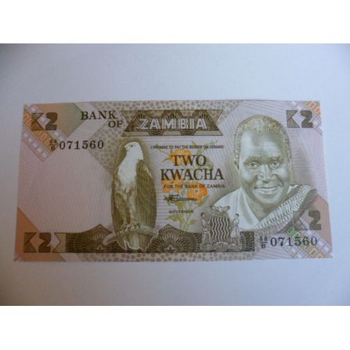 Zambie 2 Kwacha Unc / Neuf !!