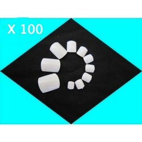 100 Faux Ongles Blanc Special Pied Orteil Capsules Pedicure Blanche 