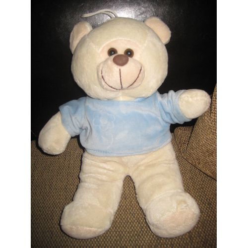 Peluche Doudou Ours Polo Bleu Fleur Forest Distribution