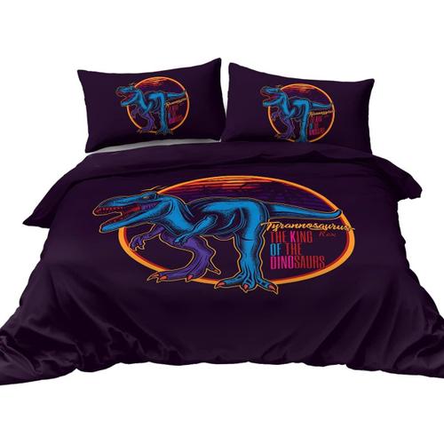 Housse De Couette Bleue T-Rex King Motif Dinosaure Palmiers Imprimé Enfants Garçons Housse De Couette Avec Fermeture Éclair Et Taies D'oreiller Pour Adolescents Aa-D Pièce Housse