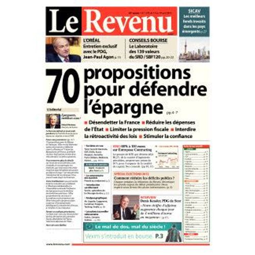 Le Revenu 1170 70 Propositions Pour Défendre L'épargne
