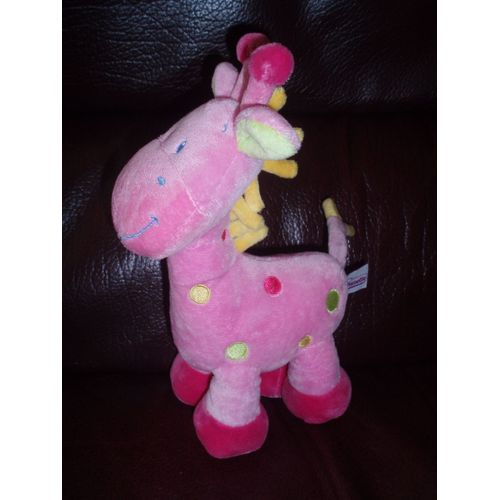 Doudou Girafe Rose Pommette
