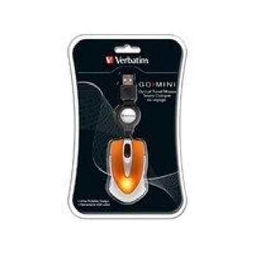 Verbatim Go Mini Optical Travel Mouse - Souris - droitiers et gauchers - optique - filaire - USB - Orange volcanique